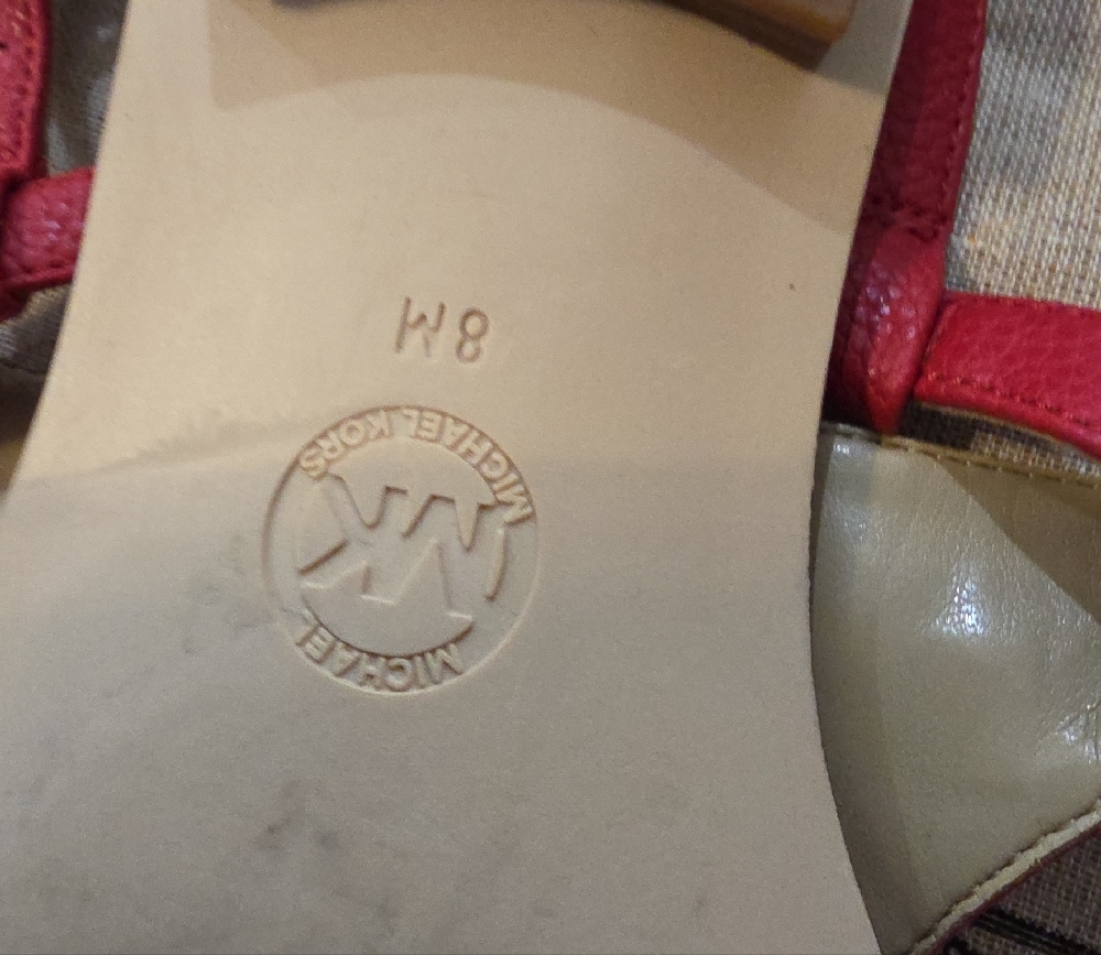 Michael Kors Vibrant Red Sandals with Gold Accents - Picture 6 of 6